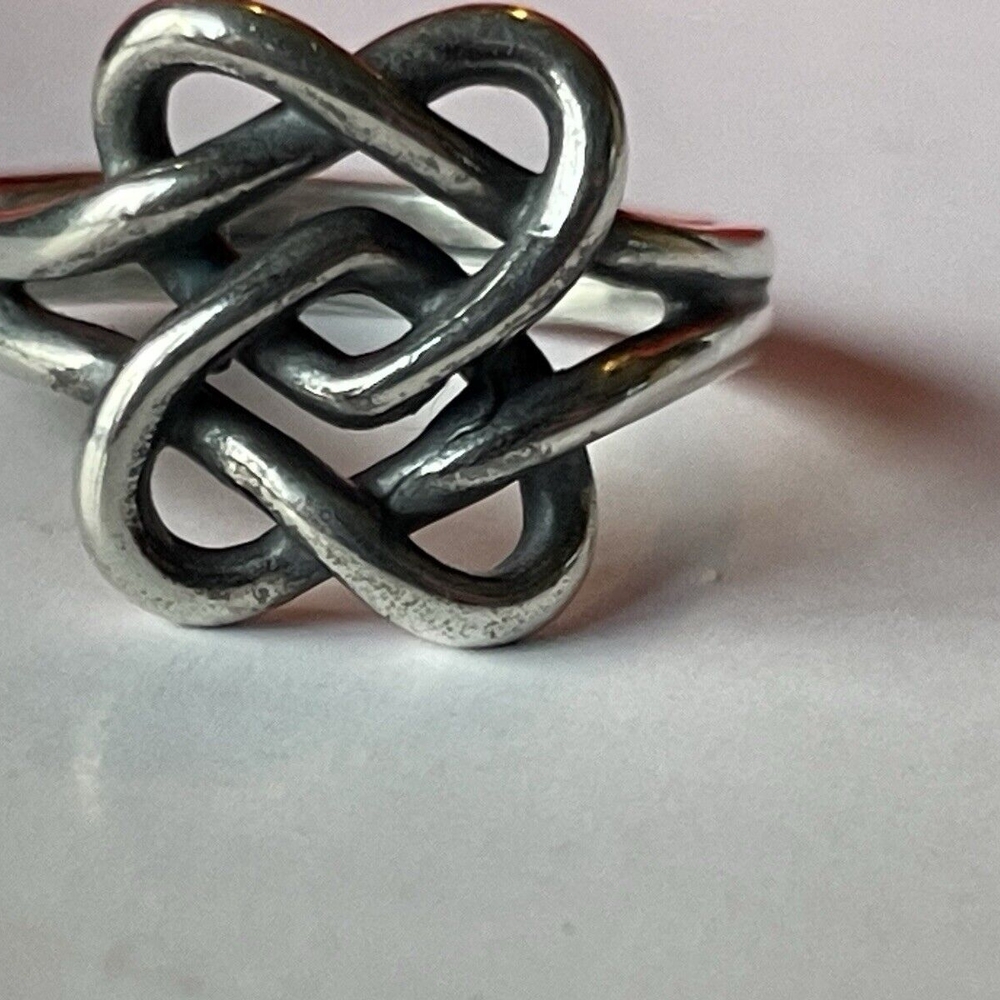 Retired JAMES AVERY Silver DOUBLE HEART INFINITY Knot Ring